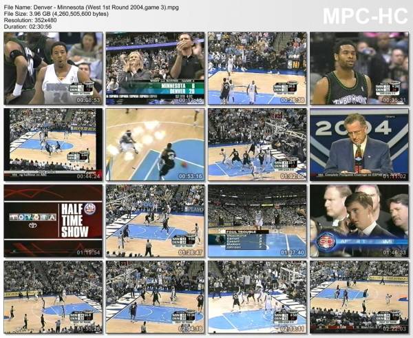 24.april 2004	Denver - Minnesota (West 1st Round 2004,game 3)   107-86